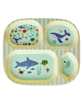 Assiette Enfant 4 Compartiments bleue motifs océan