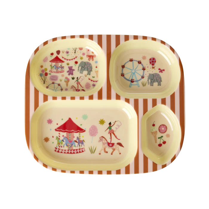 Assiette Enfant 4 Compartiments "FUN FAIR" rose
