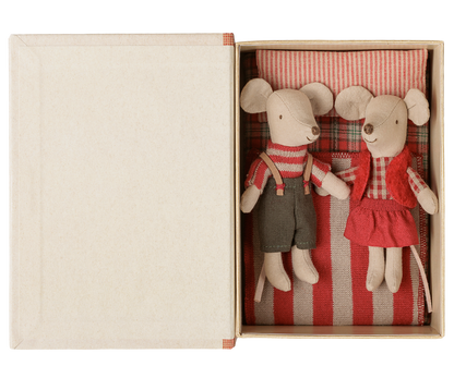 Jumeaux souris de Noël, Petite sœur et Petit frère dans leur coffret livre