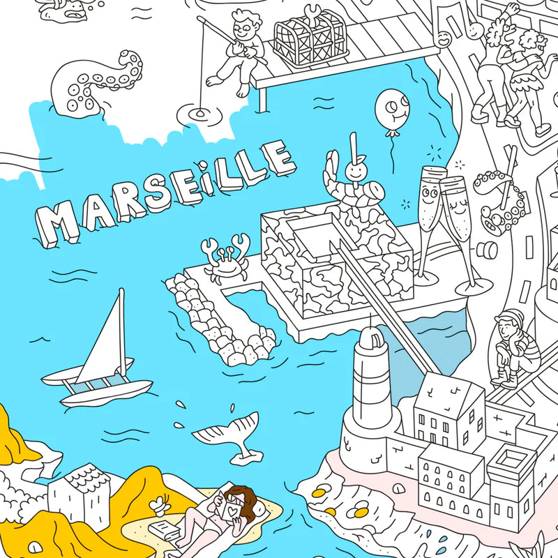 Poster géant à colorier Marseille