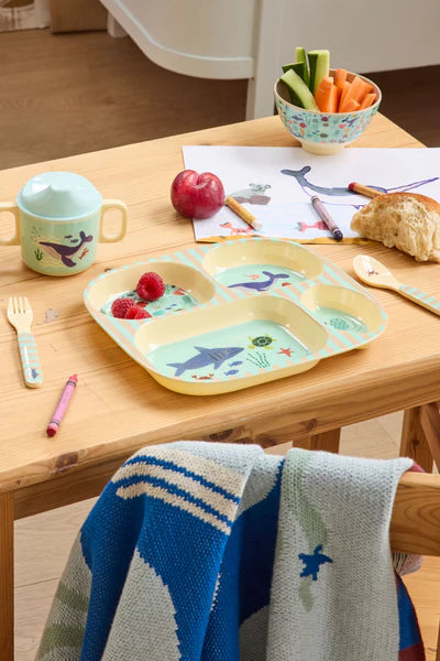 Coffret cadeau - Set repas bébé en mélamine « Bleu Océan » – Coffret cadeau