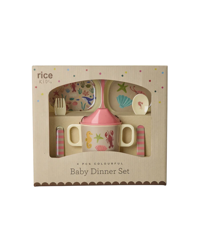 Coffret cadeau - Set repas bébé en mélamine « Coral Ocean » – Coffret cadeau